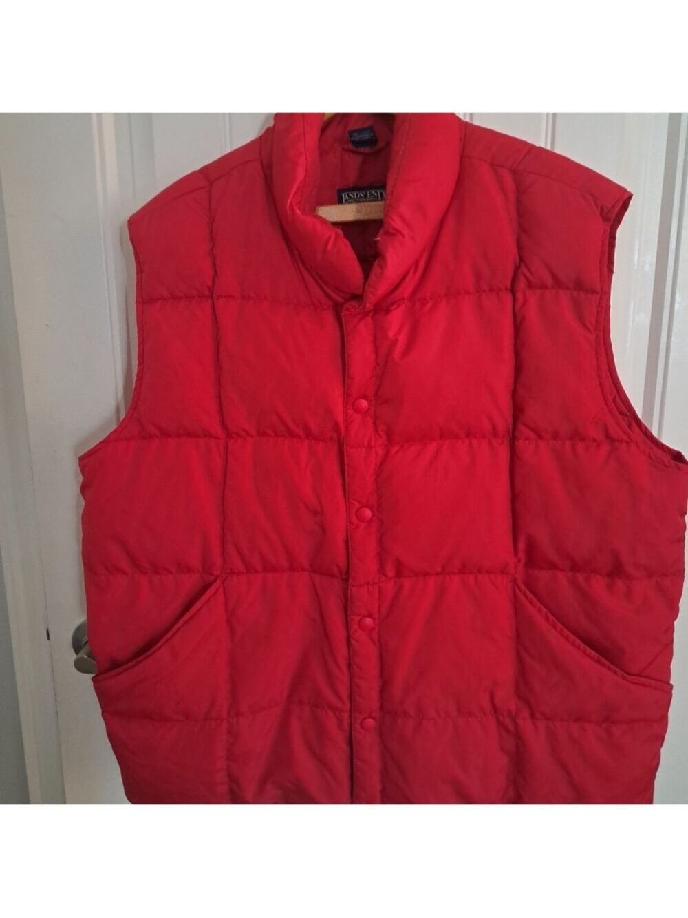 VTG Mens LANDS' END lightweight Down Puffer Vest RED XL 46-48 - Picture 6 of 7
